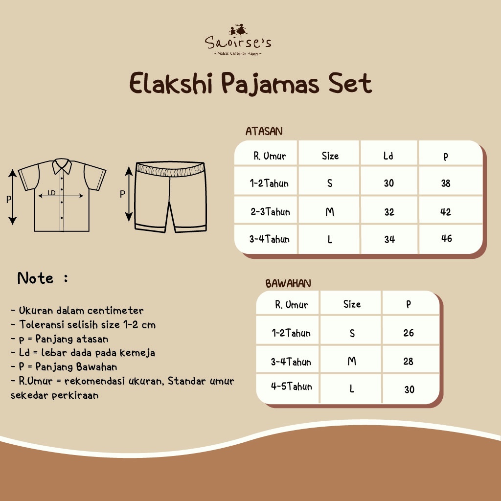 Saoirse's Elakshi Pajamas Set - Setelan piyama anak unisex