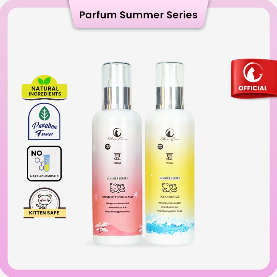 OLIVE CARE Parfum Kucing &amp; Anjing SUMMER SERIES Wangi Tahan Lama untuk Mengharumkan dan Melembutkan Bulu tanpa Lepek