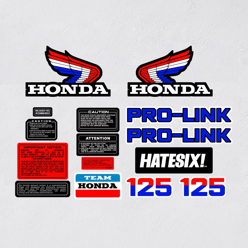 Sticker Decal Honda CR125R CR125 1985 1986 Hatesix