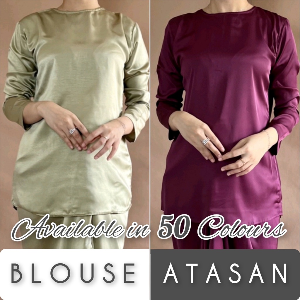 Inner Manset Lengan Panjang / Inner Blouse atasan Wanita Satin Velvet Premium dg 58 Pilihan Warna