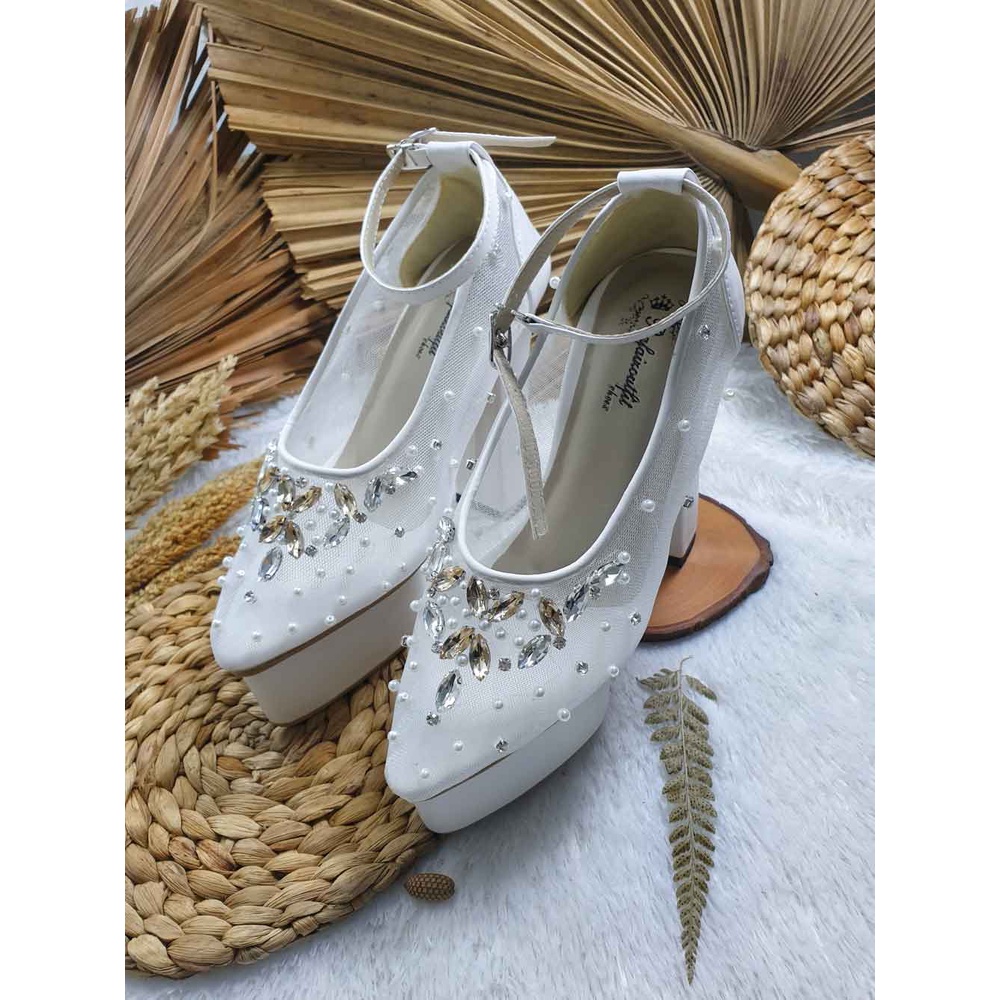 sepatu wedding cantik Shakila putih 12 cm