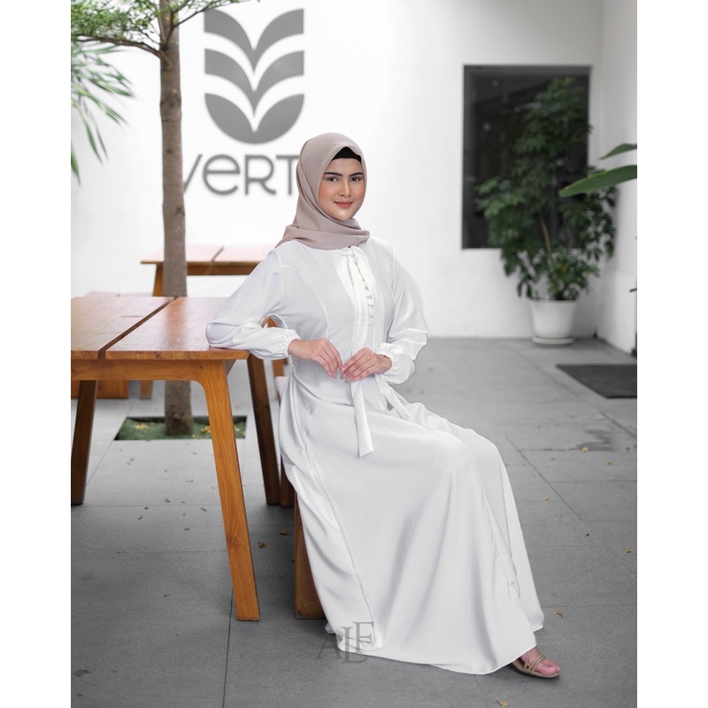 Sierra Dress by Alfaina | Gamis Kerah Pita Slim Look Korean Style