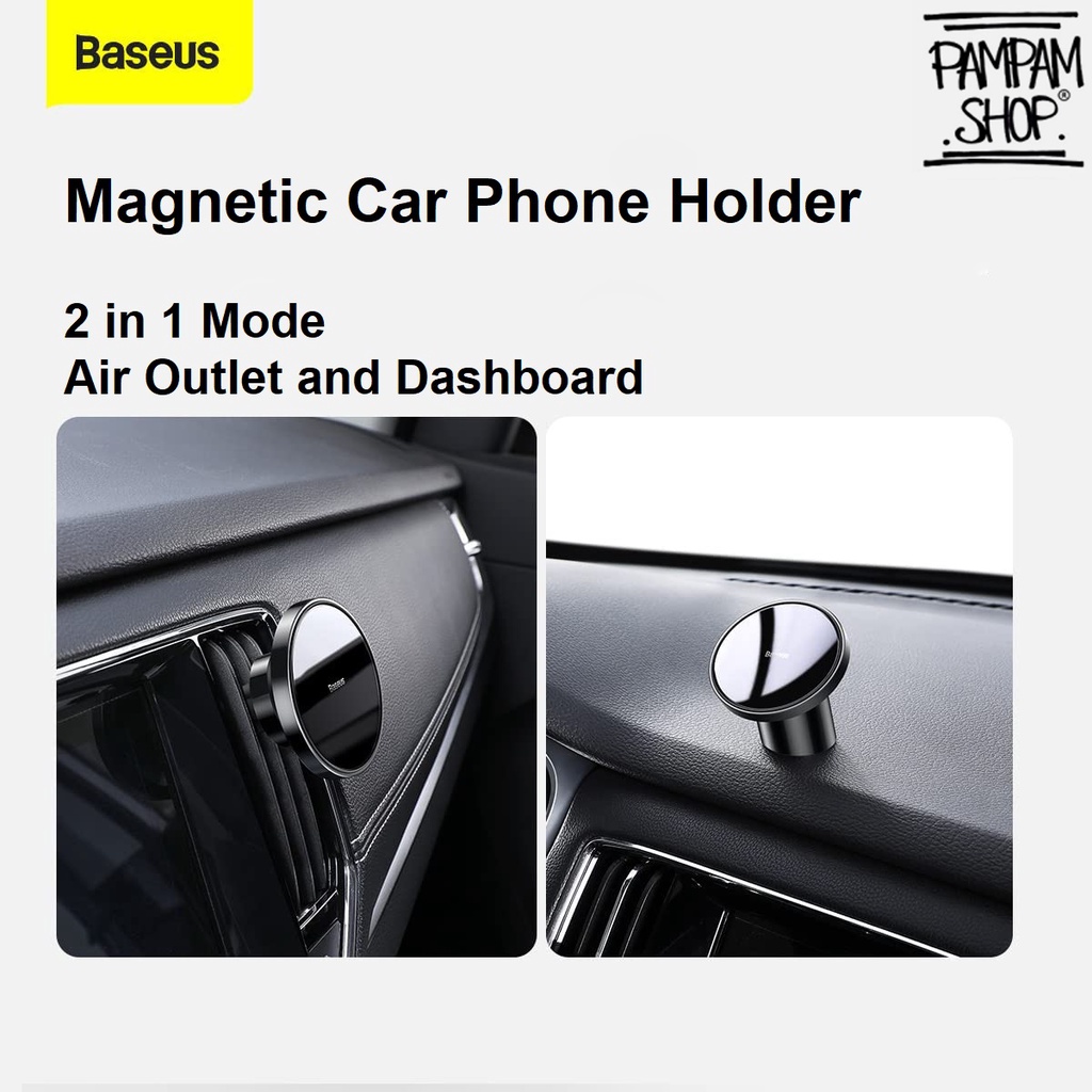 Baseus Original Car Holder Magnetic Car Mount 2 in 1 Air Outlet Lobang AC Dashboard Phone Dudukan HP Mobil Ori Dasbor Iphone 12 Magnet