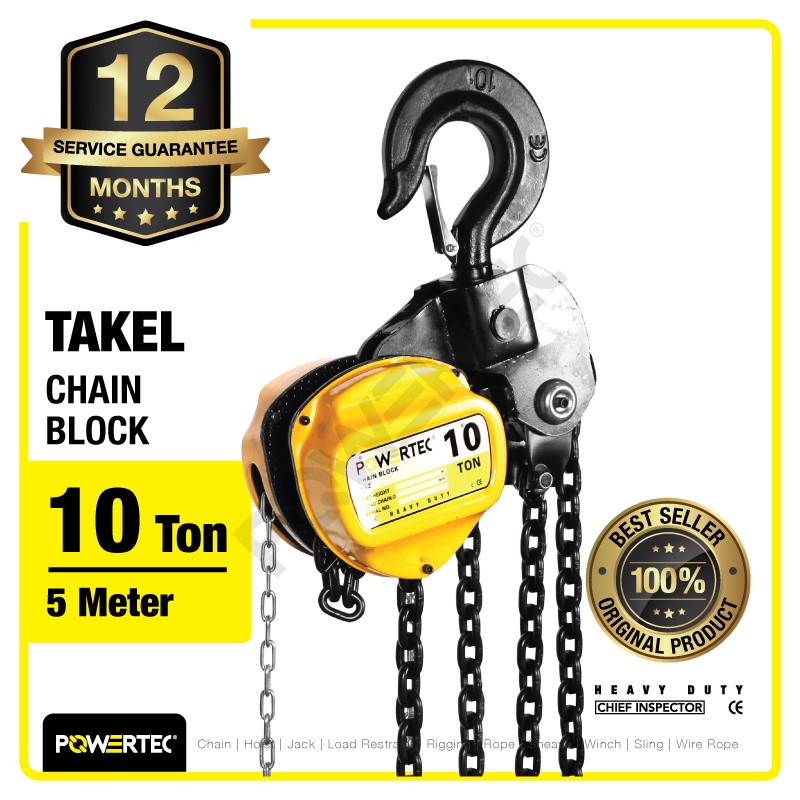 POWERTEC Chain Block / Takel 10 Ton x 5 Meter