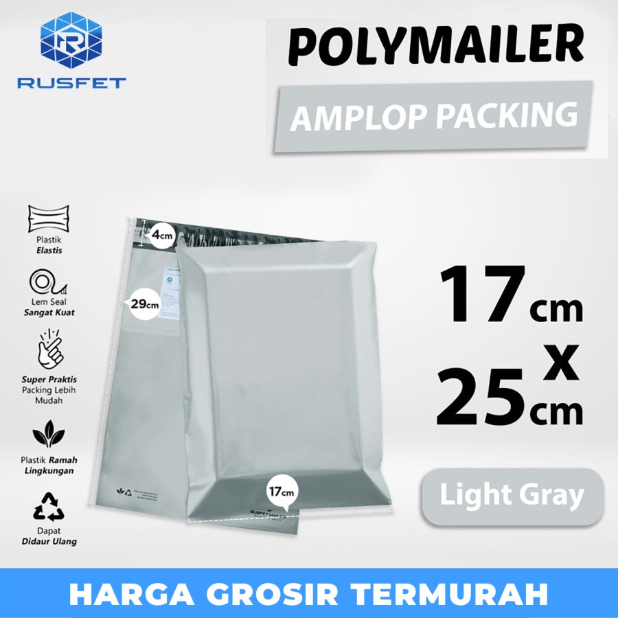 

Polymailer GREY 17x25cm Amplop Plastik Packing Olshop PREMIUM Satuan