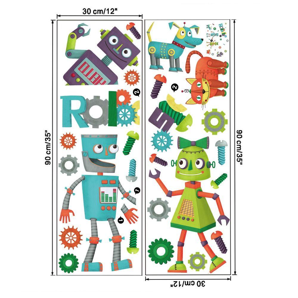 Populer Stiker Dinding Removable Kreatif Tahan Air Tk Decal Kamar Anak Robot Stiker Pintu Stiker