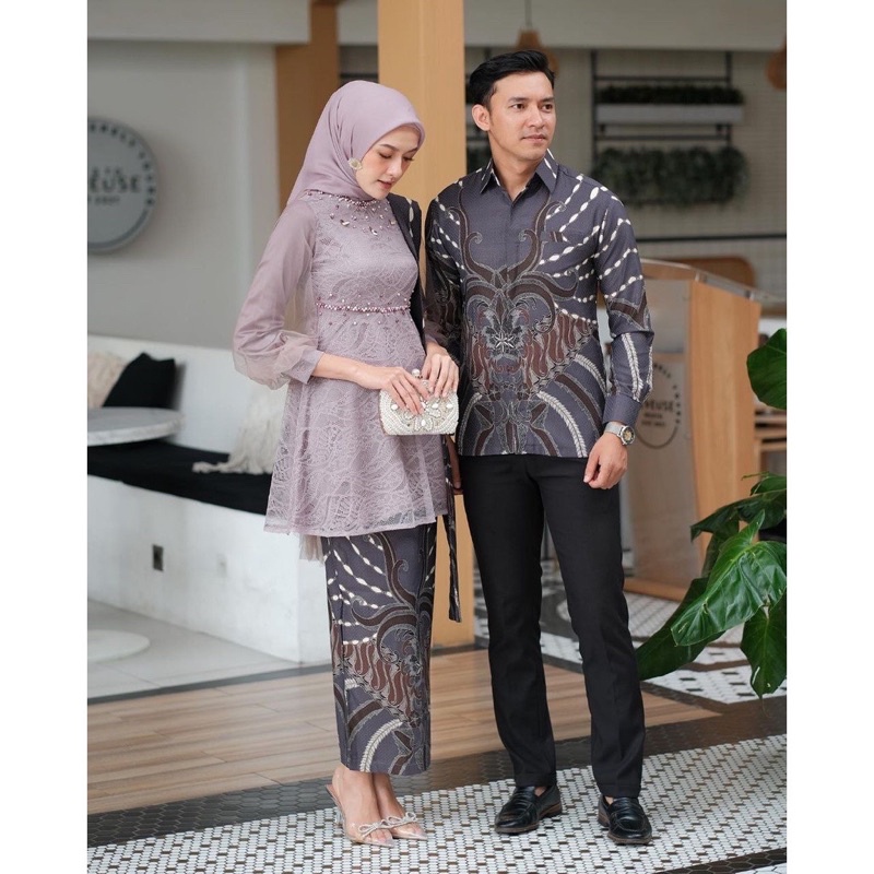 Kebaya Couple batik Kebaya tunangan modern wanita nadine mauve latte