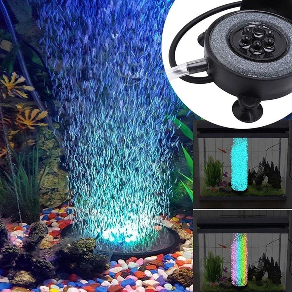 [Elegan] Lampu Aquarium LED Hias Dengan 6lampu Celup Dengan 6warna Berubah Membuat Oksigen Tangki Ikan Gelembung Lampu