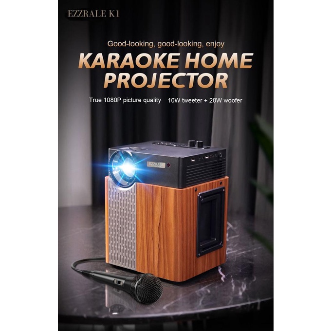 EZZRALE EZK1 180 ANSI FHD ANDROID SMART PROJECTOR KARAOKE