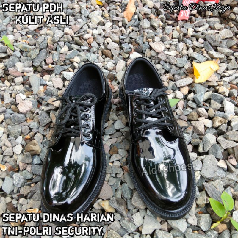 Sepatu Pdh Polri Tni Satpam Pria Formal / Pdh Polisi TNI Dishub Security Sepatu Pdh Kulit Kilap Kila