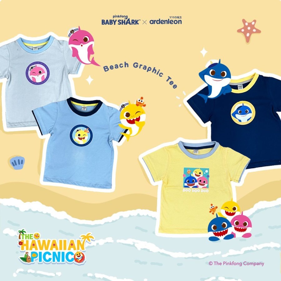 Ardenleon Pinkfong Baby Shark Beach Graphic Tee