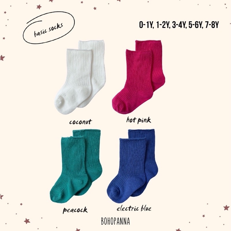 BOHOPANNA - BASIC SOCK - KAOS KAKI ANAK 0-8 TAHUN