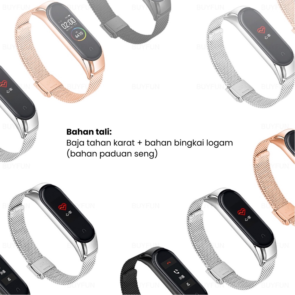 Strap MiBand Metal Stainless Band Xiaomi Band 3 4 5 6 Milanese Loop Strap