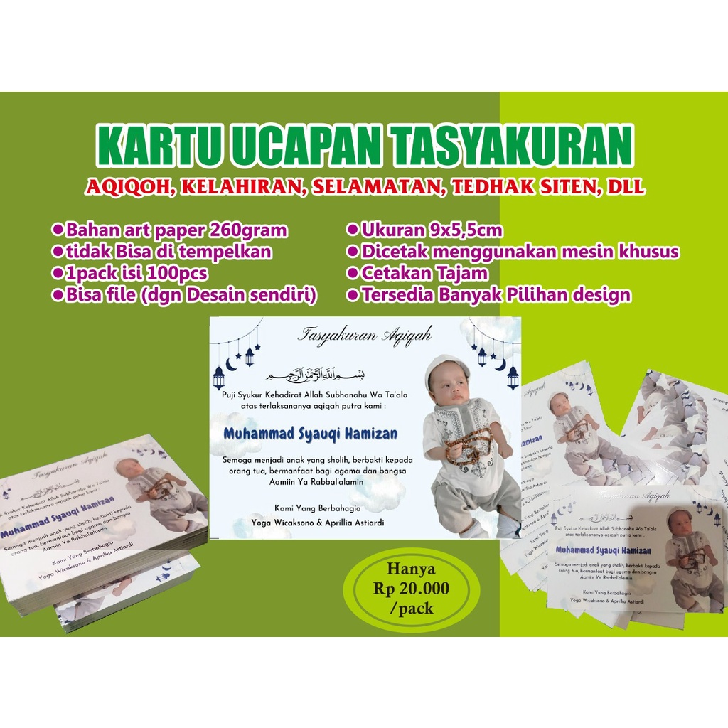 

Kartu ucapan aqiqoh 1pack isi 100pcs - label tasyakuran - kartu ucapan selamatan
