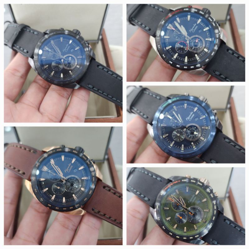 jam tangan pria alexandre christie ac6652 leather man 6652 original