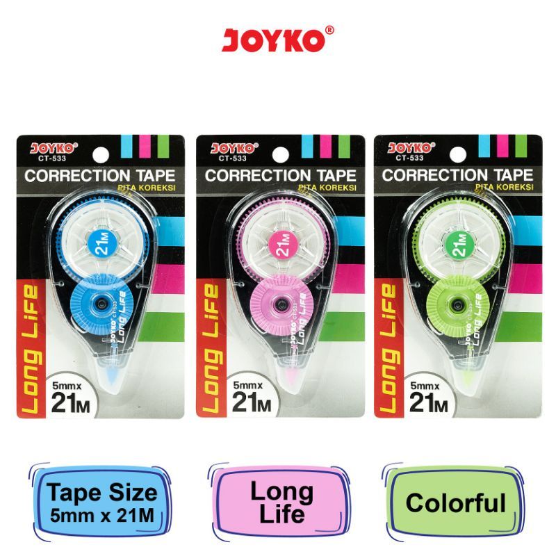 

Correction Tape CT-533 Joyko 21 Meter Tipe-X Pita Koreksi