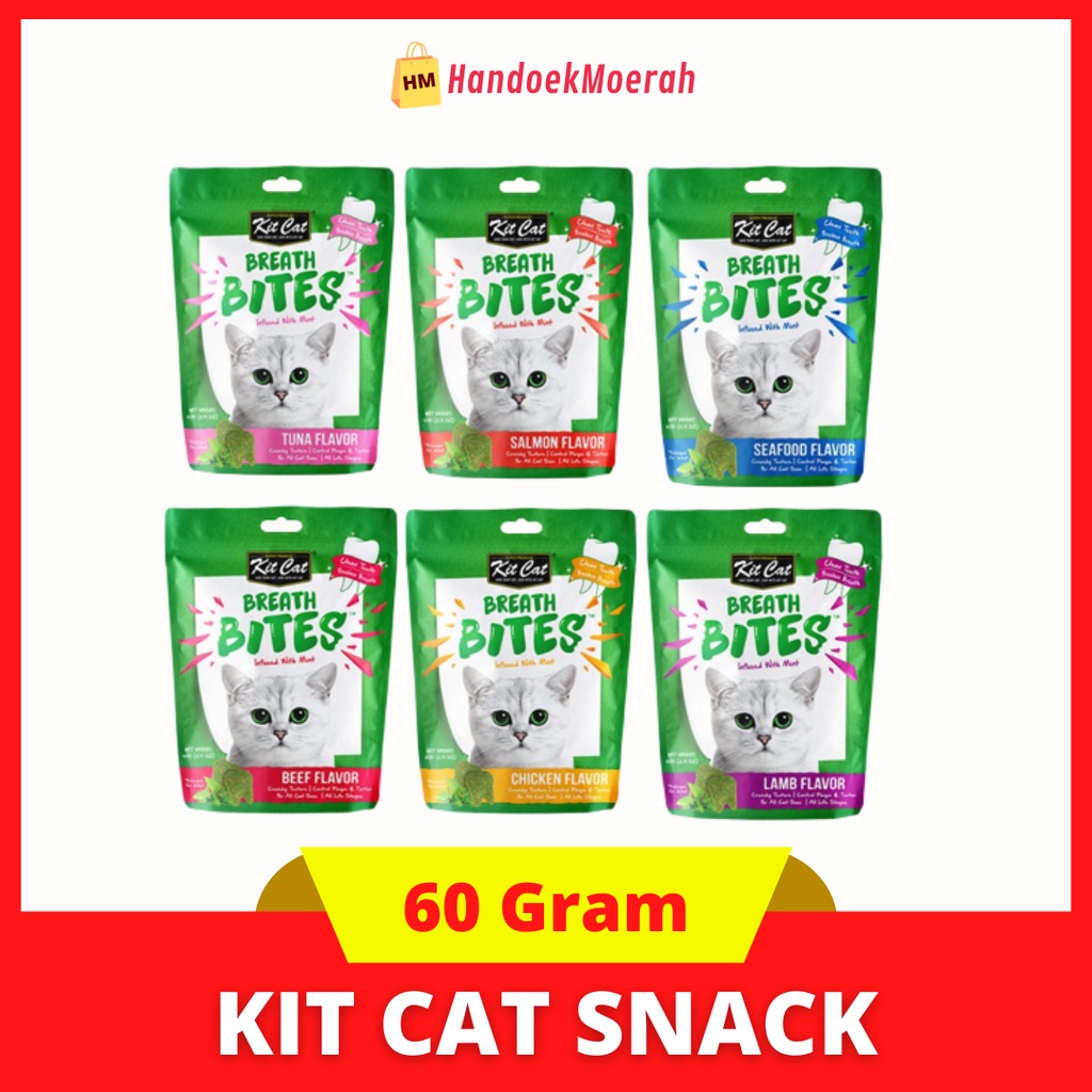 Snack Kucing KIT CAT - Breath Bites 60 gram / Cemilan / Cat Food Murah