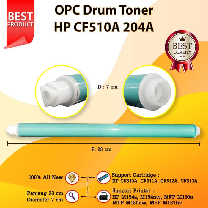 OPC Drum Toner Cartridge HP CF510A CF511A CF512A CF513A 204A Printer HP M154a M154nw M180nw M181fw