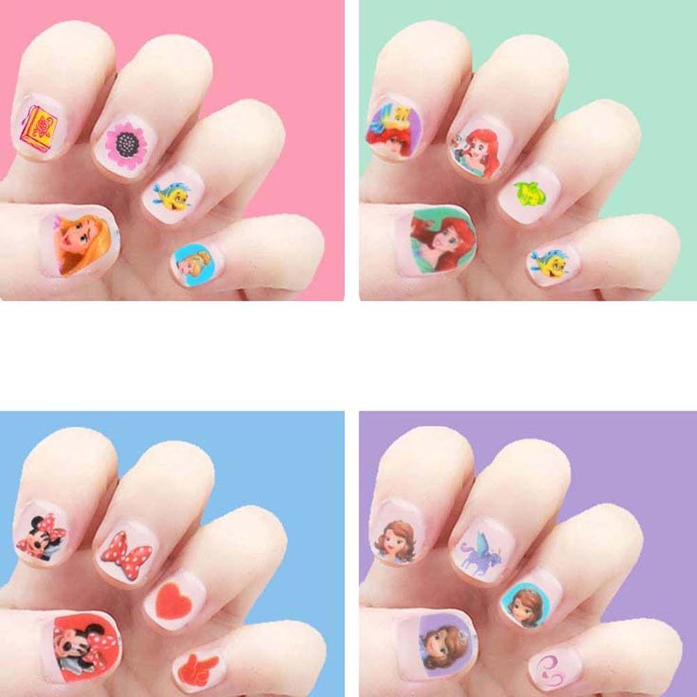 Mxbeauty Anak Stiker Kuku Fashion Perekat Diri Elsa Dan Anna Kartun Mainan Mermaid Frozen Nail Art Dekorasi