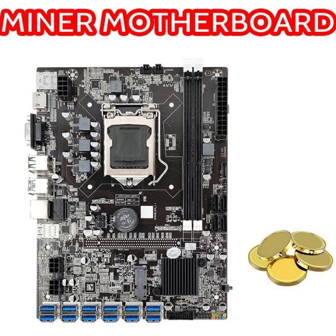 Dx843 B75 Btc Mining Motoard 12 Pcie Ke Usb G1610 Cpu Kabel Sata