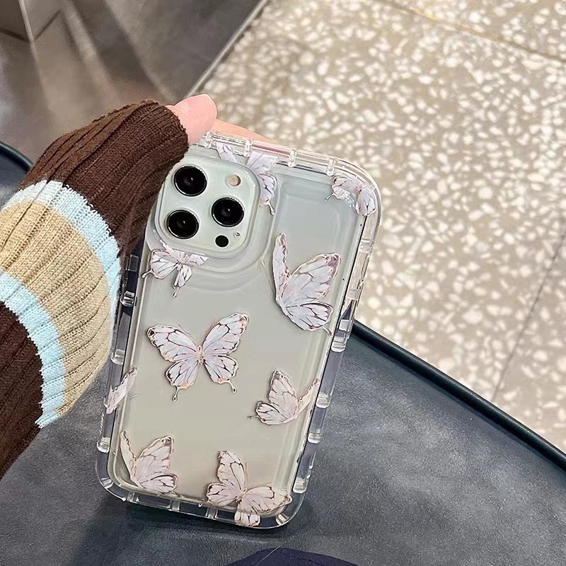 Butterfly Soft Case Silikon TPU Transparan Motif Kupu-Kupu Untuk IPhone 14 13 12 11 Pro XS Max X XR 8 7 6 6S Plus