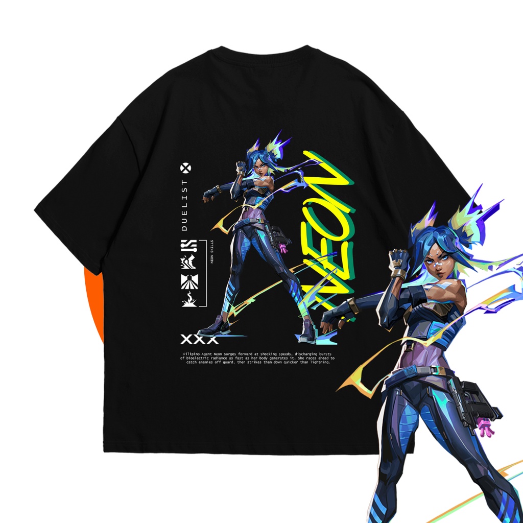 Kaos Katun Oversize Desain Neon Valorant - Game Valorant
