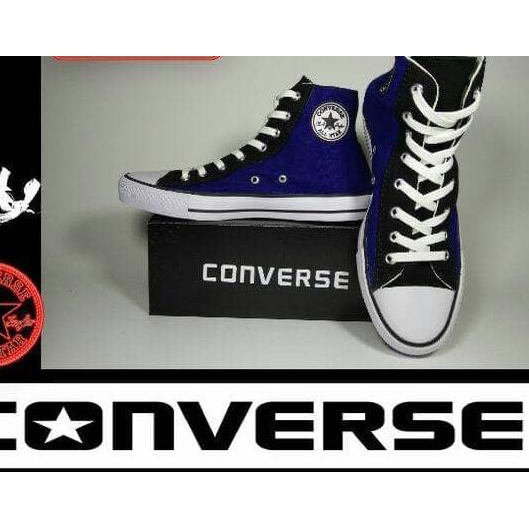 SEPATU CONVERSE ALL STAR HIGH BIRU EYELET HITAM + BOX GRADE ORIGINAL