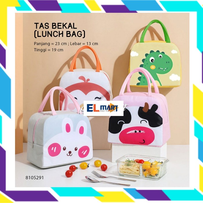 Tas Bekal Makanan Anak TBL03 Cooler Bag Tahan Panas Animal Lunch Bag