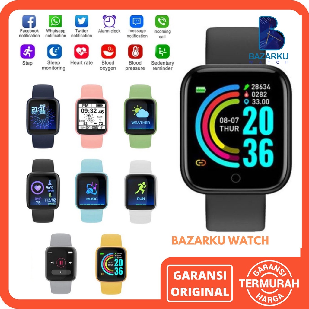 Jual Smartwatch Y68 Jam Tangan Pria Smart watch Y68 Jam Tangan Pintar ...