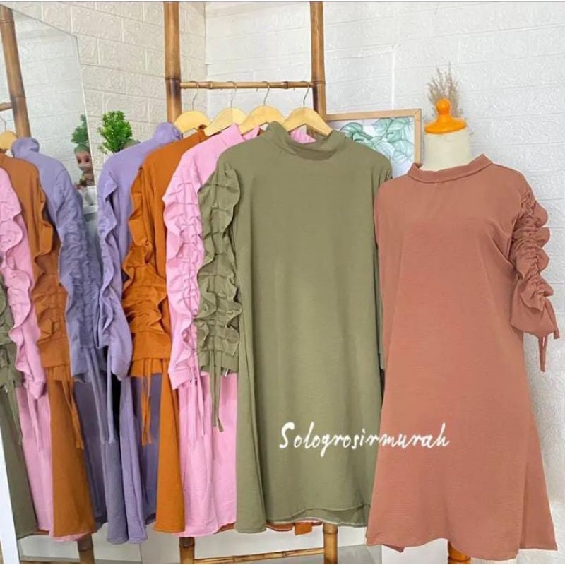 Long Tunik Zora Crincle Airflow Serut