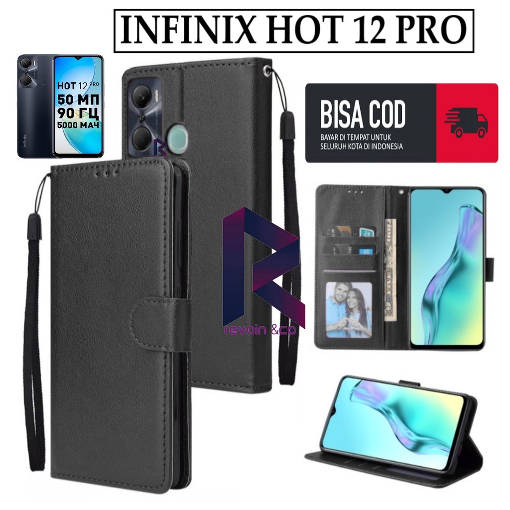 CASE INFINIX HOT 12 PRO FLIP WALLET LEATHER KULIT PREMIUM SARUNG BUKA TUTUP KESING HP FLIP CASE INFINIX HOT 12 PRO