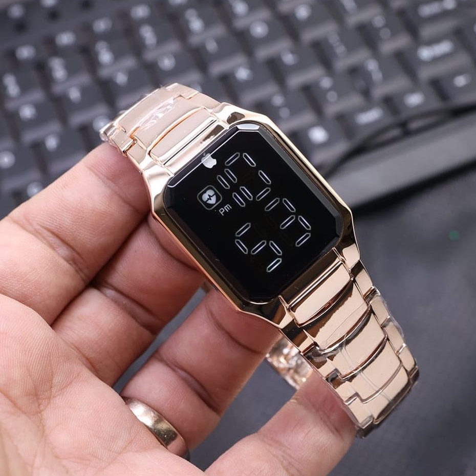 ( BISA COD ) JAM TANGAN WANITA IPHONE DIGITAL BODY SEGI RANTAI TOUCH SCREEN TALI STAINLESS INCLUDE B