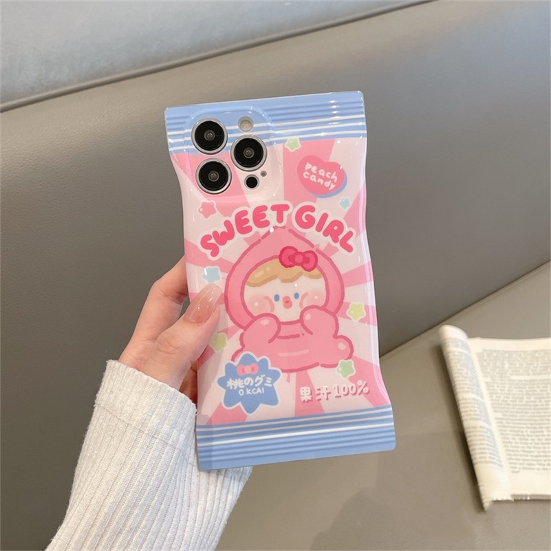 Soft Case Silikon Motif Kartun Permen Pink Untuk iPhone 14 13 12 11 Pro Max X Xr Xs Max 8 7 6 6s Plus