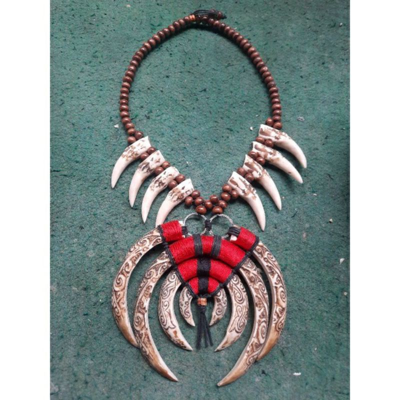 KALUNG TARING BABI / KALUNG ETNIK DAYAK / KALUNG ADAT KALIMANTAN / KALUNG ETNIK PRIA / TARING BABI M