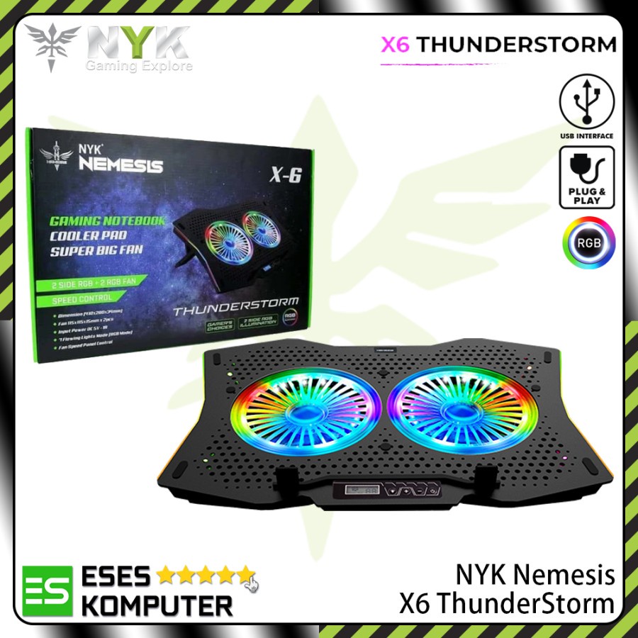 Cooling Pad NYK Nemesis X6 Thunderstorm RGB | 6 Fan Cooling Pad Laptop