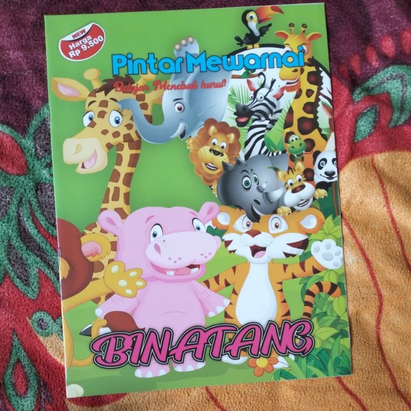 ORIGINAL BUKU PINTAR MEWARNAI BELAJAR MENEBELI HURUF BINATANG UKURAN BESAR