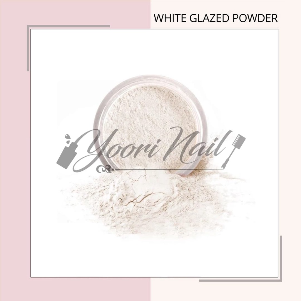 White glazed powder shell powder aurora mermaid powder nail art