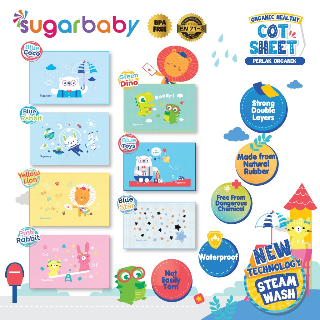 Perlak Karet Bayi Alas Ompol Organik Sugar Baby