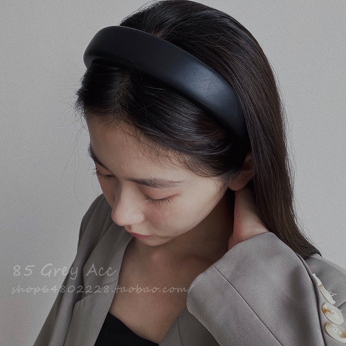 EARTHTONE COLOR WIDE PADDED LEATHER HEADBAND BANDO KULIT BESAR LEBAR ELEGAN POLOS COKLAT HITAM PUTIH  BENDO KOREA TEBAL HAIRBAND AKSESORIS RAMBUT HAIR ACCESSORIES