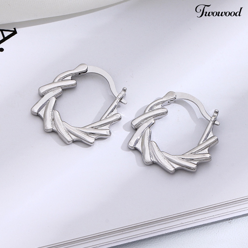 1 Pc Anting Hoop Bentuk Angin Puyuh Electroplating Gaya Korea Untuk Harian