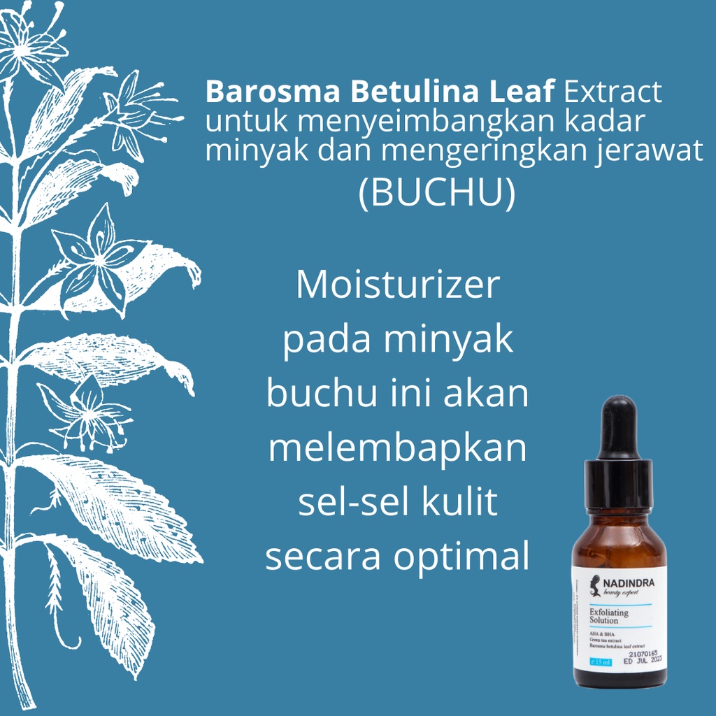 Nadindra Beauty Expert Exfoliating Solution -AHA BHA greentea buchu serum - peeling serum
