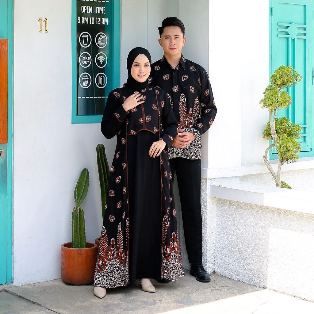 Benang Raja Batik Couple Pria Wanita Motif Bulu Merak
