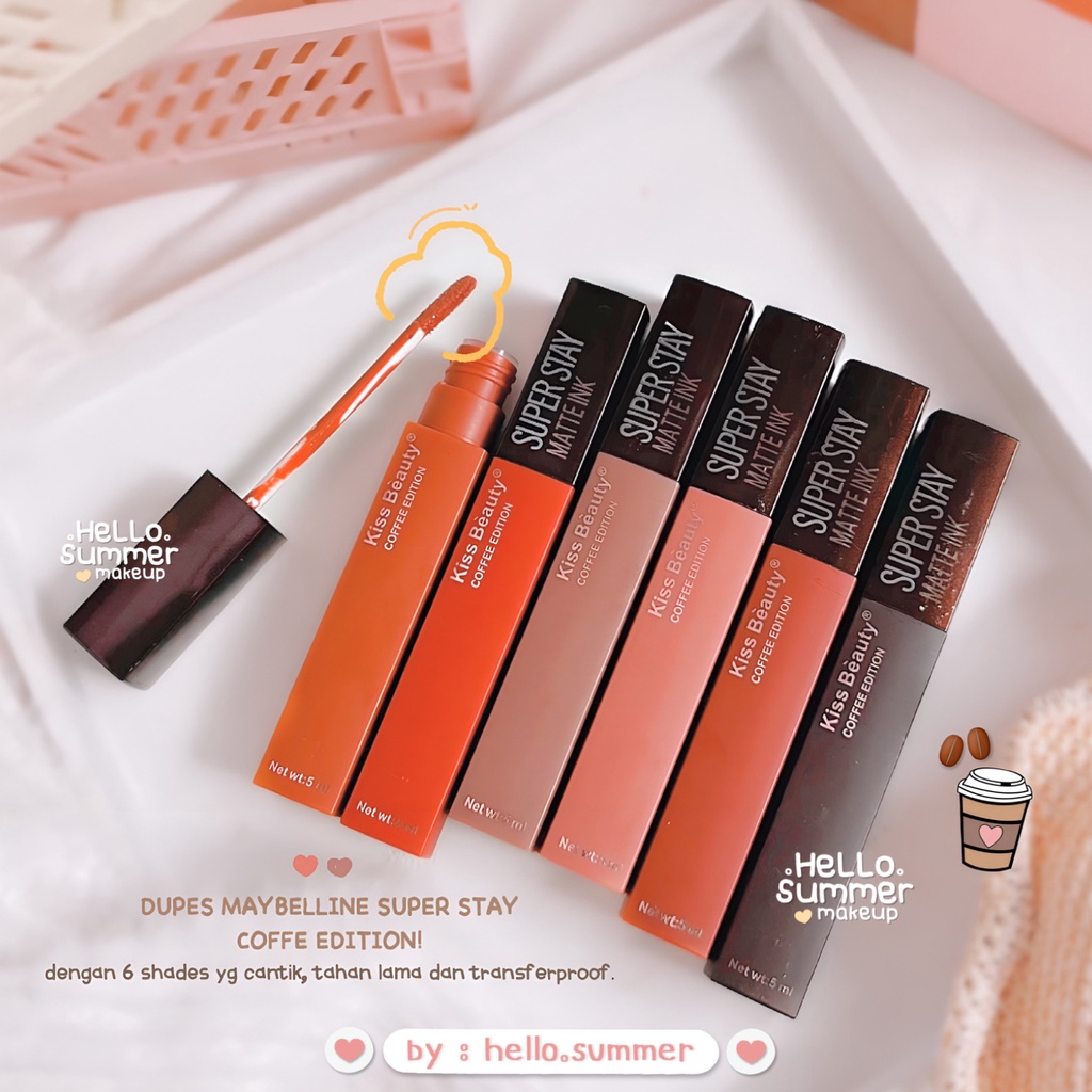 Kiss Beauty Super Stay Matte Ink Coffee Edition Liquid Matte Lipstick Make Up Tahan Lama 16 Jam