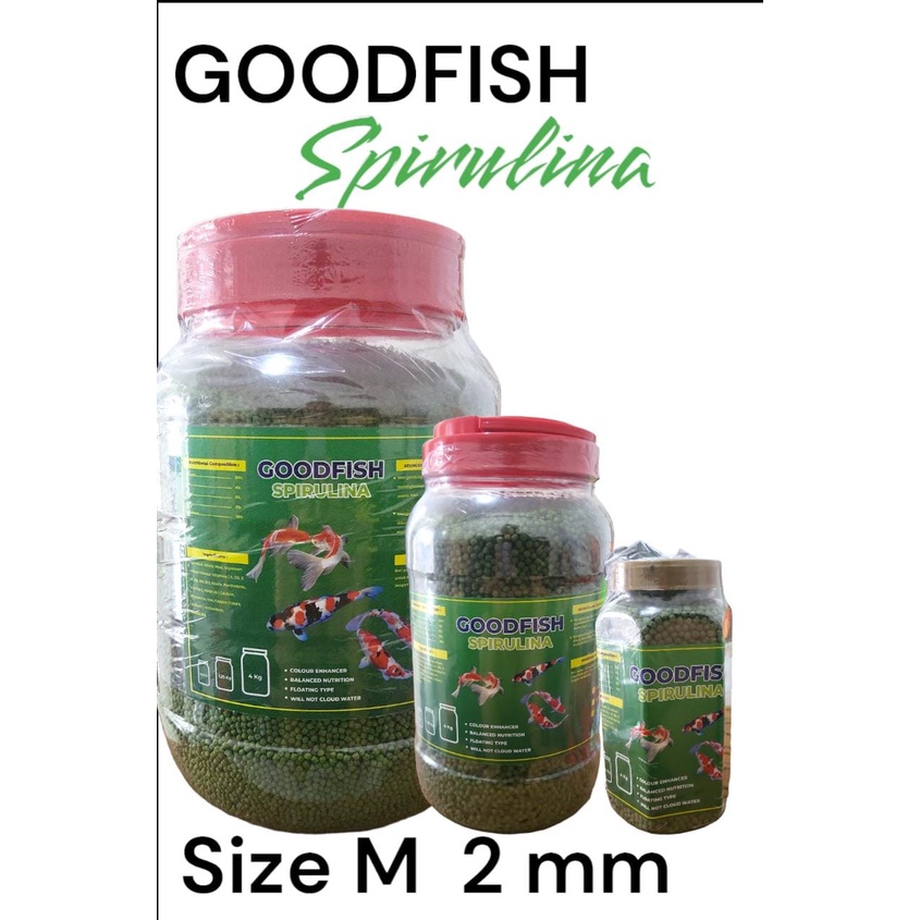 GOODFISH SPIRULINA 1.25 KG 2 MM Pelet Pakan Ikan Koi Koki Louhan Kasar