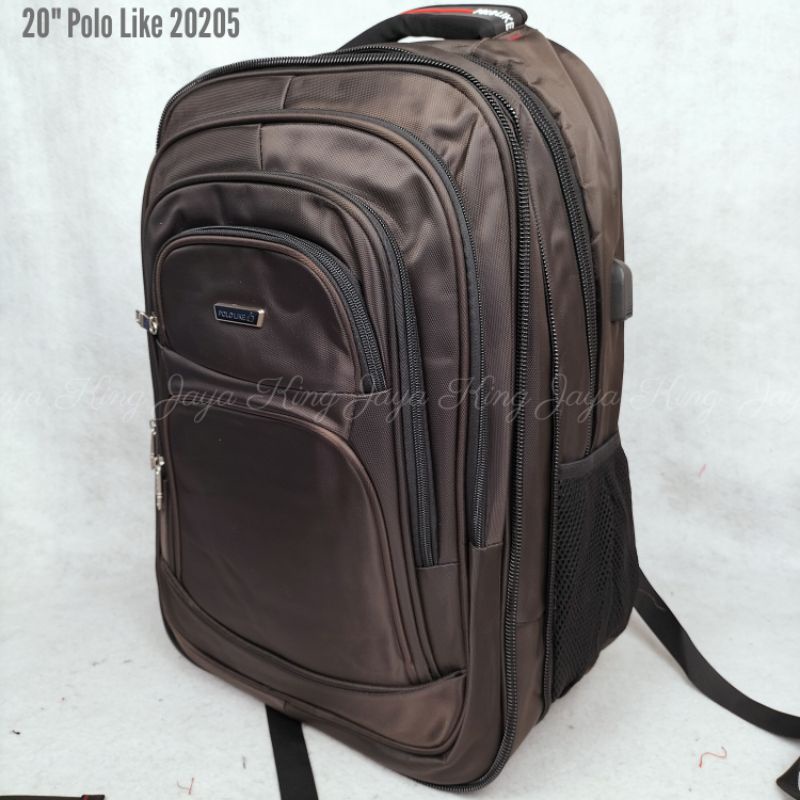 Ransel Laptop USB Polo Like 20 Inch Jumbo Lock Kombinasi Expand Tas Sekolah Kerja Pria