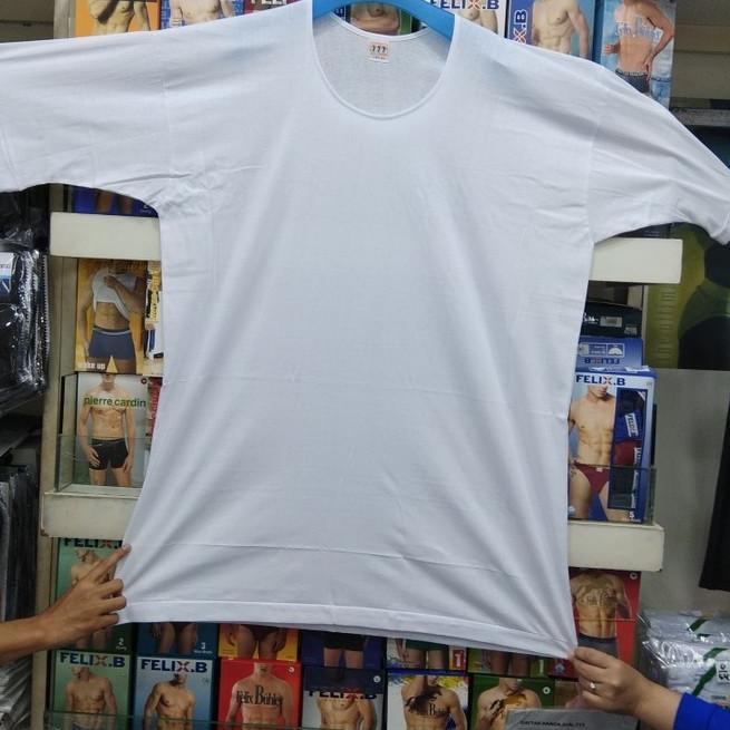 kaos oblong pria 777 polos O 777 size 50-52-54/kaos oblong jumbo - Putih, 50