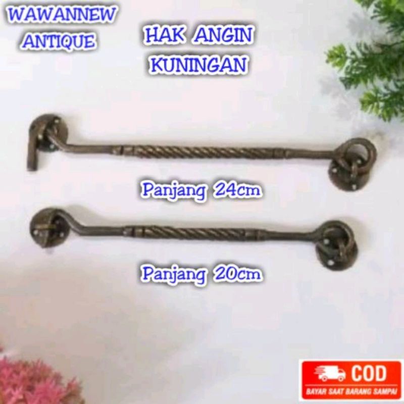 Hak Angin Kuningan Jendela Rumah Antik Motif Ukir 24cm