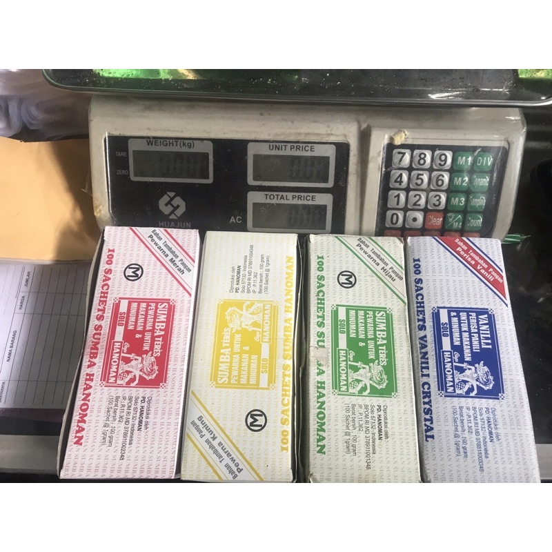

Cap Hanoman SUMBA Teres Pewarna Makanan Minuman Hijau Merah Biru Kuning Vanili Panili