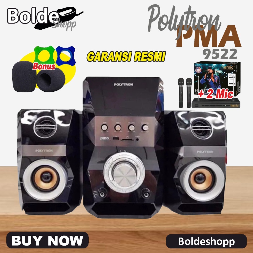 Speaker Aktif Polytron PMA 9502 / PMA9502 Bluetooth + Karaoke / Paket Karaoke Polytron 9502 Speaker Aktif Bluetooth Usb Aux Karaoke Double Mic Wireless