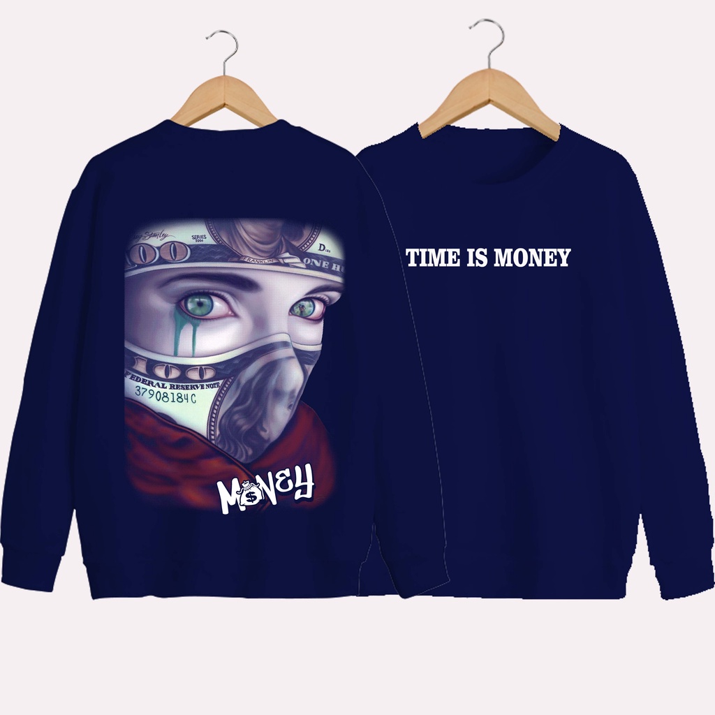 SWEATER UNISEX DB TIME IS MONEY PRIA DAN WANITA SWEATER JUMBO